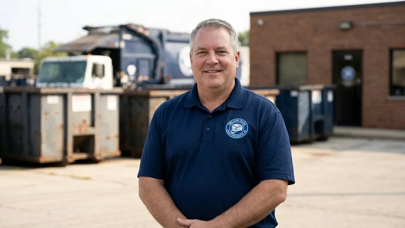 Portrait of the leadership at Orland Park Dumpster Rental Co, running south-west suburban roll-off routes since 2011
